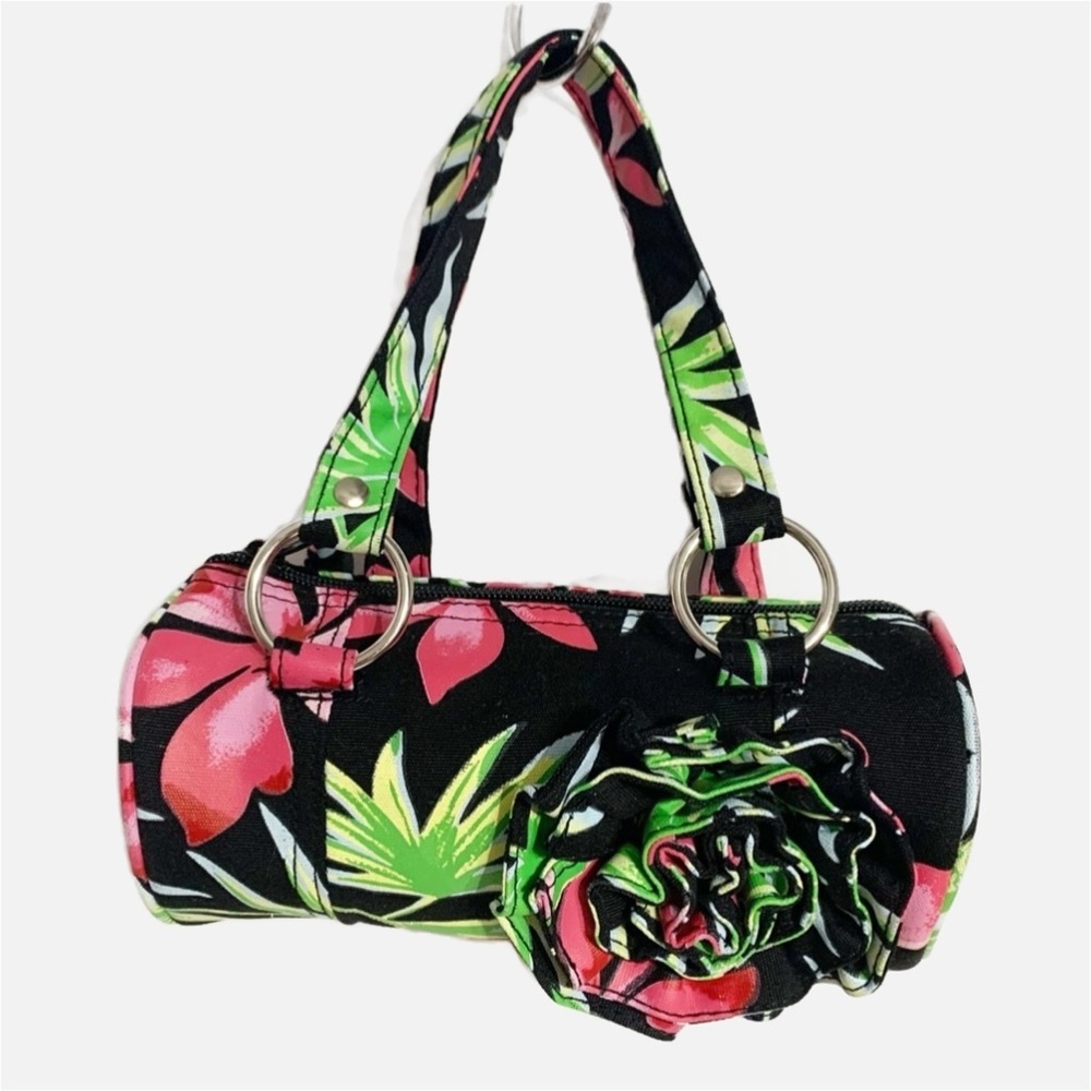 Avon Tropical Floral Mini Bag / Cosmetic Bag Zipper Closure Large Fabric Flower